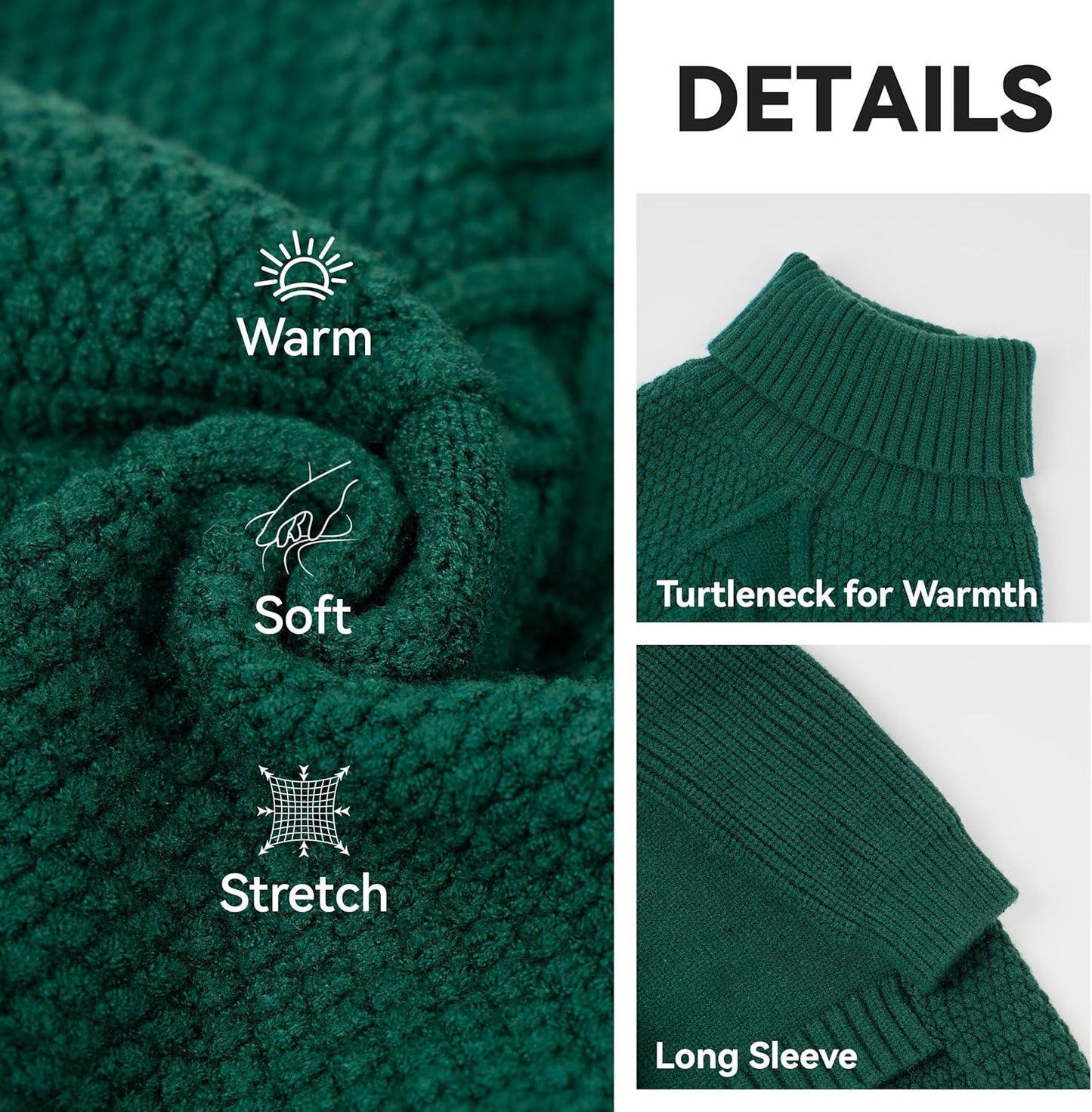 cyeollo 4XL Dog Sweater,Pullover Turtleneck for Large Dogs Classic Knitwear Fall Winter Cold Weather Dog Clothes Warm Pet Apparel Large Big Dogs Sweaters Male&Female, Green XXXXL