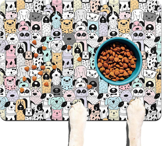 Pet Feeding Mat for Floors Waterproof Dog Mat for Food and Water Absorbent Quick Dry Non Slip mat for Cat Bowls