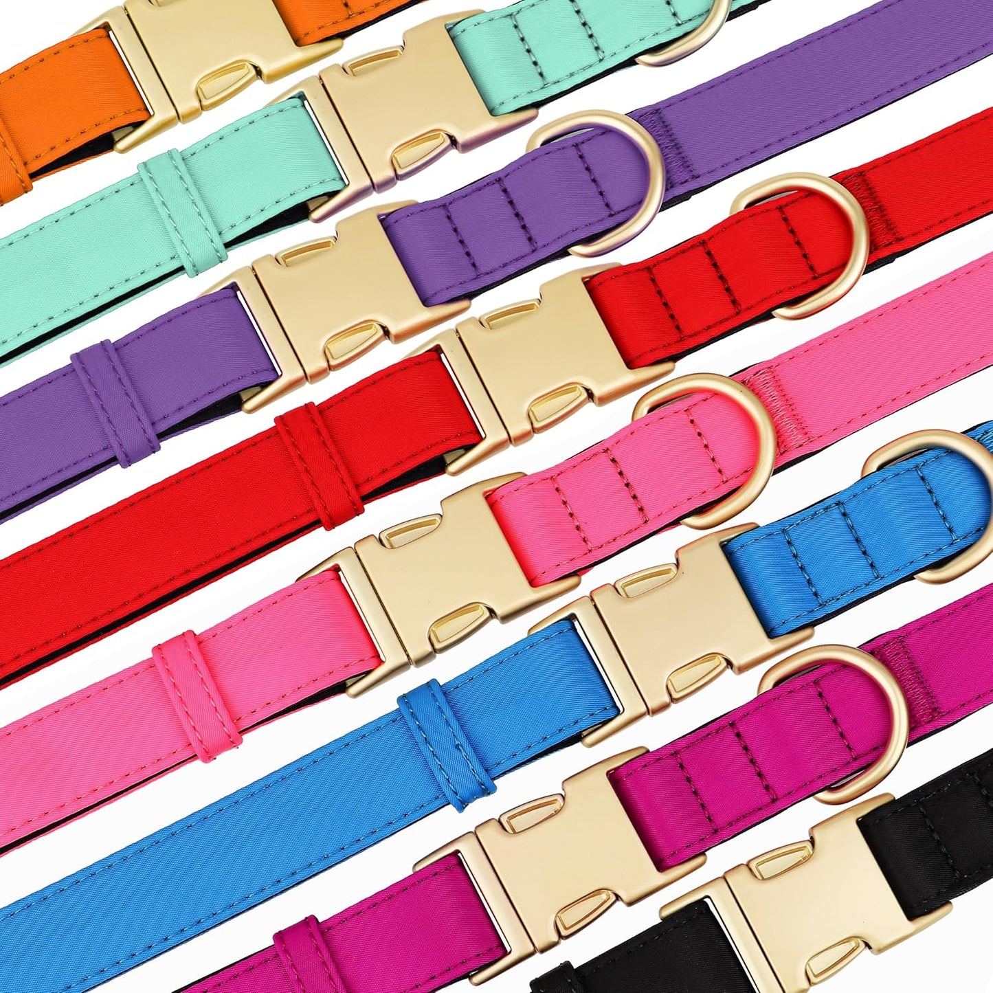 Didog Soft Padded Dog Collar for Large Dogs, Colorful and Durable Pet Collar with Quick Release Buckle, Light and Breathable for Daily Walking, Pink, L