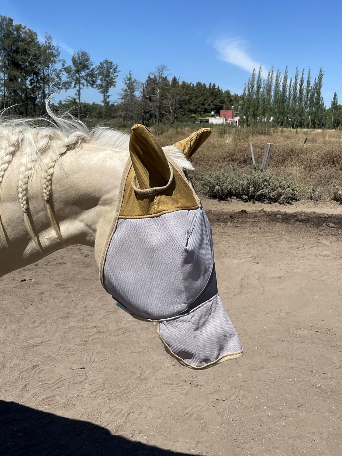 Fly Masks for Horses. Stops Sunburn, 70% Uv-Block. Breathable Fly Mask for Equines, Durable, Comfortable Fit for All-Day Protection. Horse Size, Fly Mask with Ears and Nose