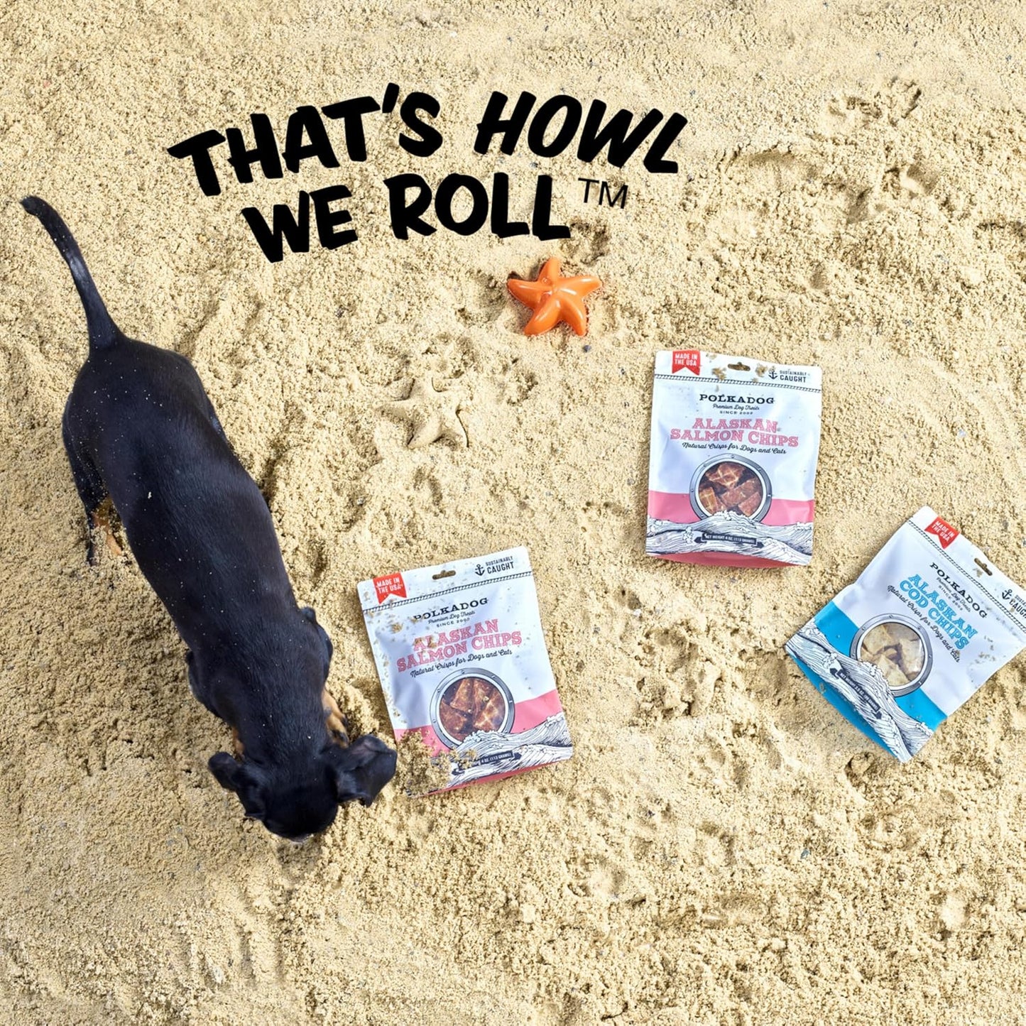 Polkadog Crunchy Alaskan Cod Chips – Single Ingredient Dog Treats, 100% Wild-Caught Cod from Alaska – High-Protein, Omega-3 Rich, Grain-Free, All Natural Snacks – Handcrafted in USA - 2.75 oz