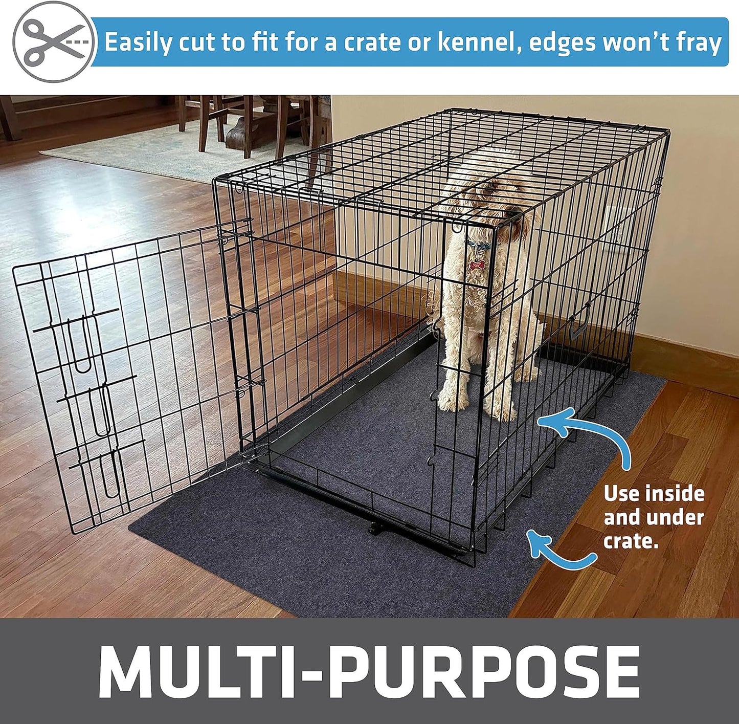 Drymate 2-Pack Jumbo Dog Playpen Mat (60x74), Absorbent, Waterproof, Slip-Resistant, Machine Washable, Reusable Puppy Pad for Training, Whelping, Housebreaking, Incontinence, Crate, Kennel (USA Made)