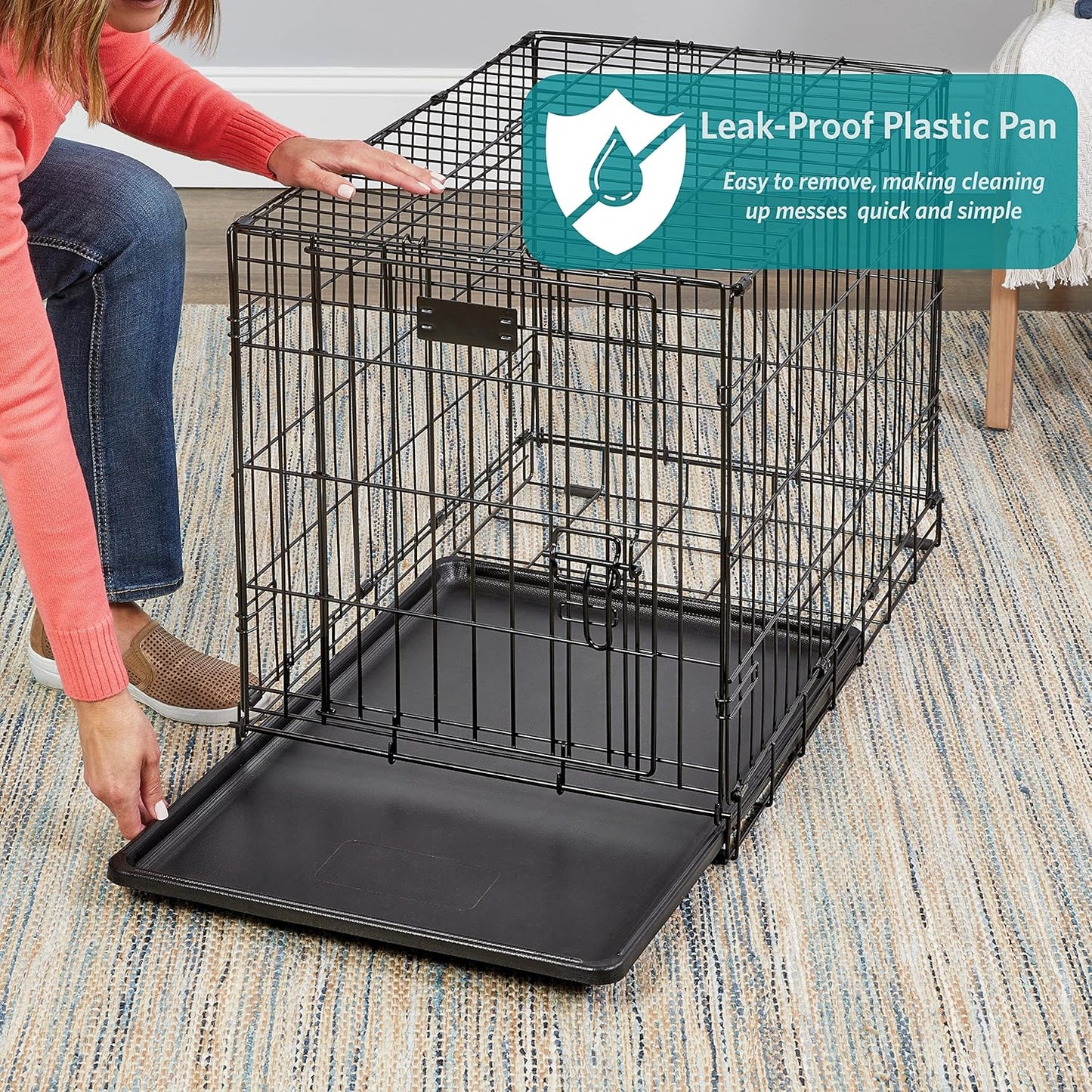 MidWest Homes for Pets 30-Inch Two-Door iCrate Folding Dog Crate with Divider Panel, Leak-Proof Tray & Secure Latches – Metal Wire Kennel for Medium Breeds – Portable, Durable & Easy to Assemble