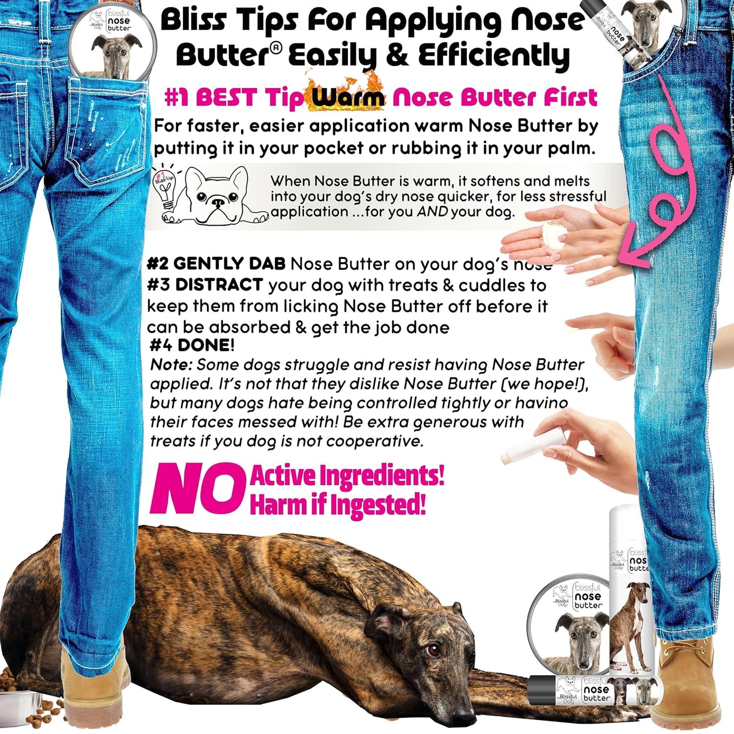 The Blissful Dog Greyhound Unscented Nose Butter - Dog Nose Butter, 16 Ounce